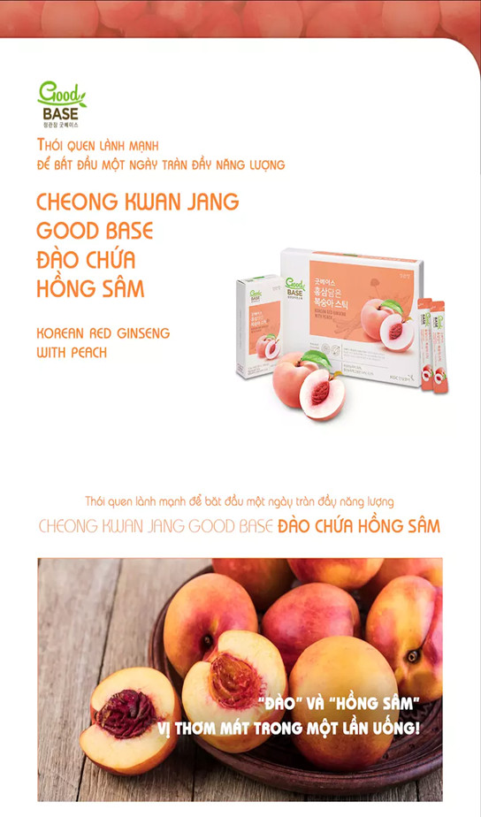 Nước Hồng Sâm Goodbase Đào KGC Cheong Kwan Jang (10ml x 30 gói)